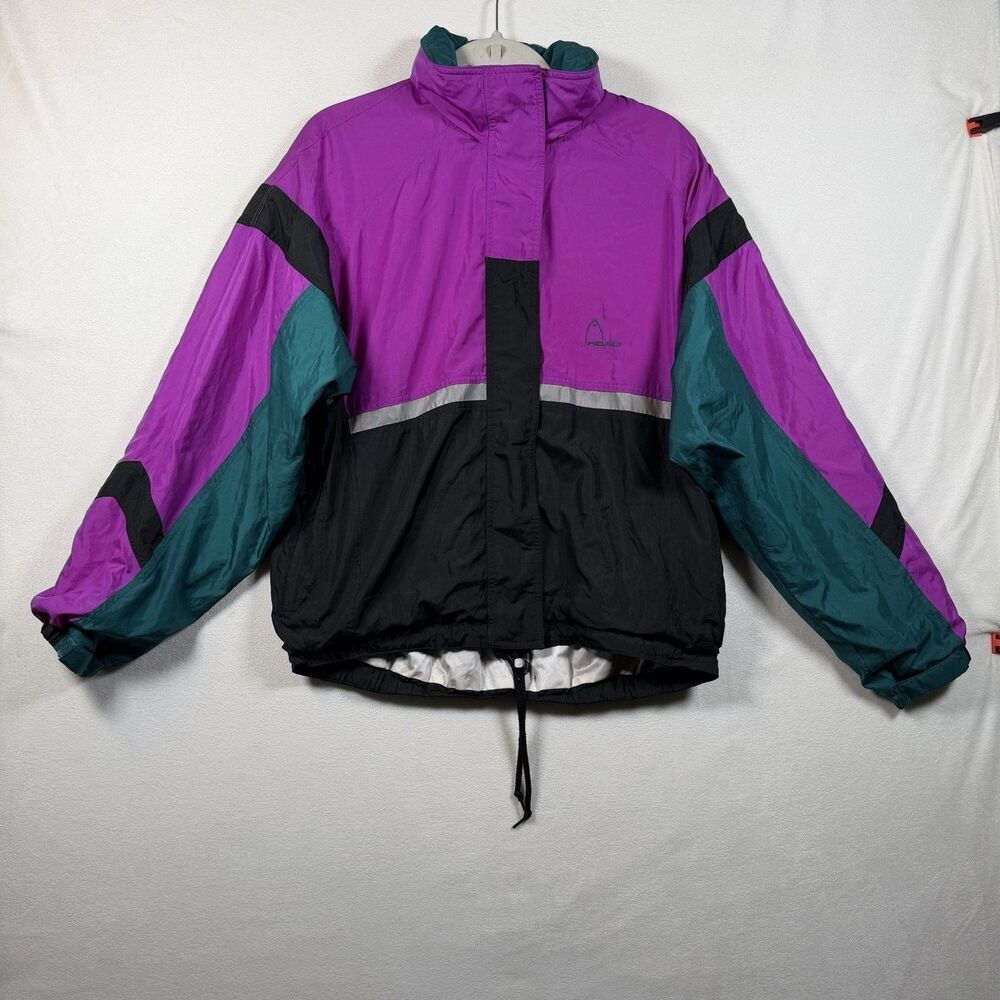 Vintage Head Gore Tex Jacket Womens M Colorblock Ski Windbreaker 90s Hooded